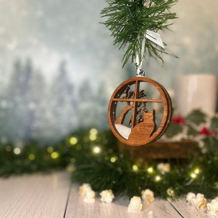 Short Hair Cat Breed Snowy Window Ornament / Cat Christmas Ornament