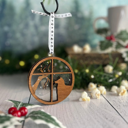 Personalized Australian Shepherd (Aussie) Snowy Window Ornament – main view
