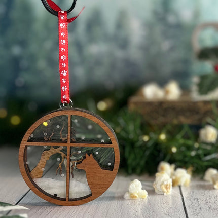 Personalized Shepherd (German, Dutch) Snowy Window Ornament – 3D Engraved Dog Christmas Ornament
