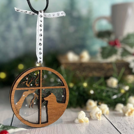 Personalized Australian Shepherd (Aussie) Snowy Window Ornament – main view