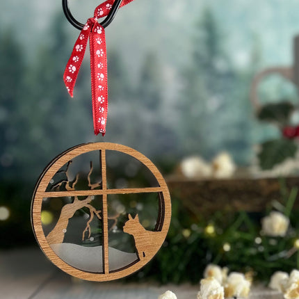 Personalized French Bulldog (Frenchie) Snowy Window Ornament – 3D Engraved Dog Christmas Ornament