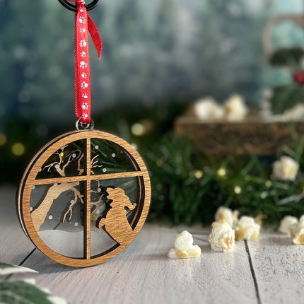 Dachshund Breed Snowy Window Ornament / 3D Dog Christmas Ornament
