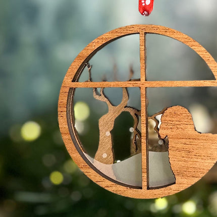 Personalized Doodle (Labradoodle / Goldendoodle / Bernedoodle) Snowy Window Ornament – 3D Engraved Dog Christmas Ornament