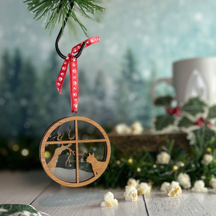 Personalized French Bulldog (Frenchie) Snowy Window Ornament – 3D Engraved Dog Christmas Ornament