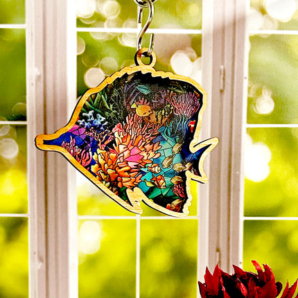 Charming Wood & Stained Glass Fish Sun Catcher - Perfect for Aquarium Lovers!