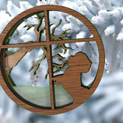 Shih-Tzu Breed Snowy Window Ornament / 3D Dog Christmas Ornament