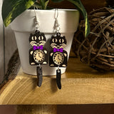 Earrings - Cat Clock Earrings with Blue Bow Tie – Whimsical Cat Lover Jewelry