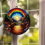 Pet Memorial Sun Catcher — Personalized Dog or Cat Ornament, Rainbow Bridge Gift