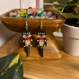 Earrings - Cat Clock Earrings with Blue Bow Tie – Whimsical Cat Lover Jewelry