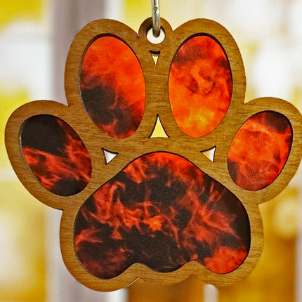 Charming Wood & Stained Glass Paw Print Sun Catcher - Perfect for Pet Lovers!
