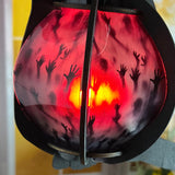 Cat-Shaped Wood Lantern with Spooky Soul Hands Belly – A Creepy Touch for Your Halloween Home!