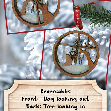 Stretching Cat Breed Snowy Window Ornament / Cat Christmas Ornament