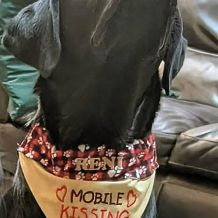 Mobile Kissing Booth Dog Bandana – Stylish & Playful Pet Accessory!