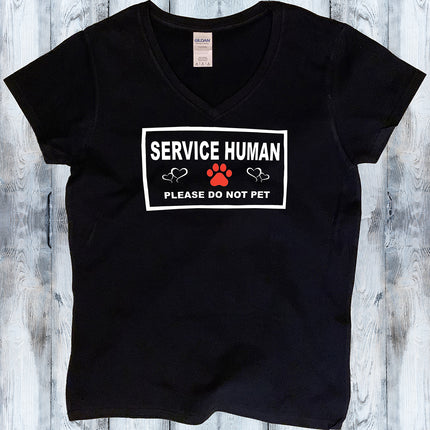 Service Human - Do Not Pet V-Neck T-Shirt