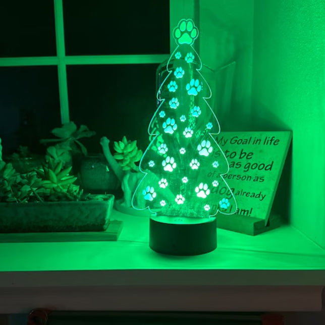 LED Paw Print Christmas Tree