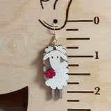 3D Skinny Sheep Hand Painted Wood Earrings