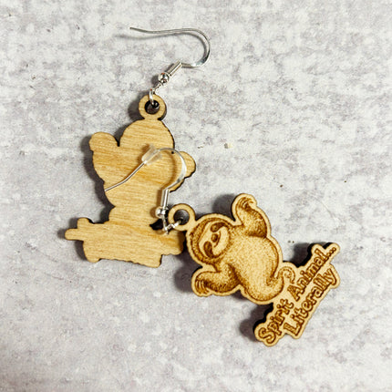 Ghost Sloth Earrings | "Spirit Animal...Literally" Halloween Wood