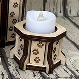 Wooden Tealight Holder Candle Sticks with Charming Paw Print Engravings - Illuminate Your Space with Rustic Elegance!