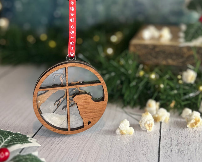 Personalized Golden Retriever Snowy Window Ornament – main view