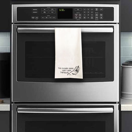 The Clucking Dishes Flour Sack Kitchen Towel: A Poultry Reminder for Kitchen Cleanup!