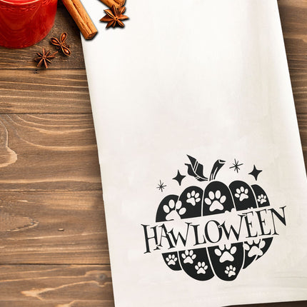 Hawloween Tea Towel / Dog Themed Halloween Flour Sack Cotton Towel