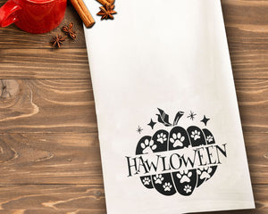 Hawloween Tea Towel / Dog Themed Halloween Flour Sack Cotton Towel