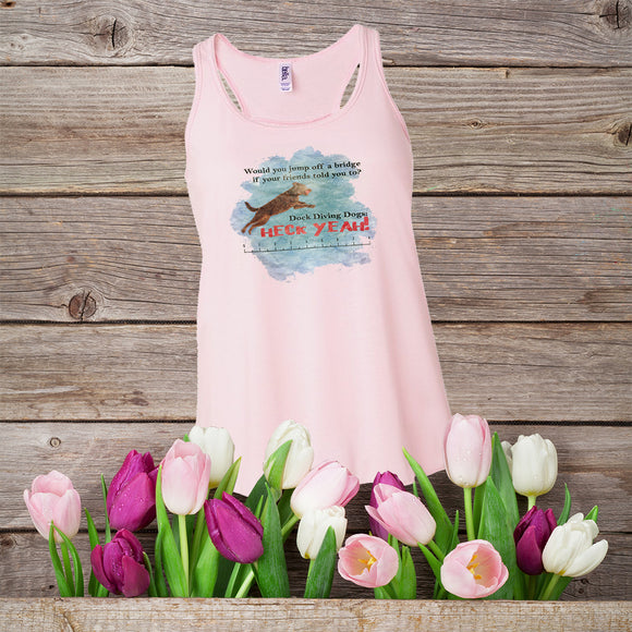Dock Diving Dogs Tank Top, Pink Flowy Racerback, Funny Shirt