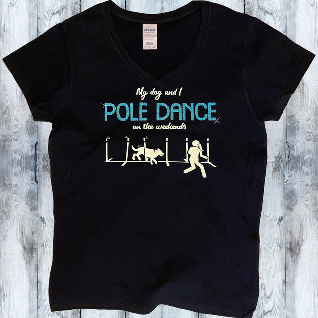 Paws and Poles: My Dog and I Pole Dance V-Neck T-Shirt