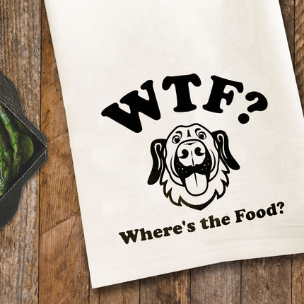 WTF Tea Towel / Dog Themed Flour Sack Cotton Towel
