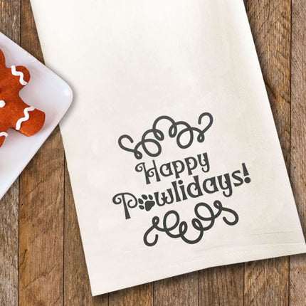 Happy Pawlidays Tea Towel / Dog Themed Flour Sack Cotton Towel