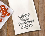 Happy Pawlidays Tea Towel / Dog Themed Flour Sack Cotton Towel