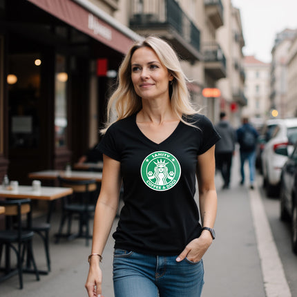 Sanity * Coffee & Dogs V-Neck T-Shirt