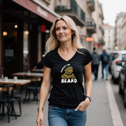 Respect the Beard - Bearded Dragon V-Neck T-Shirt