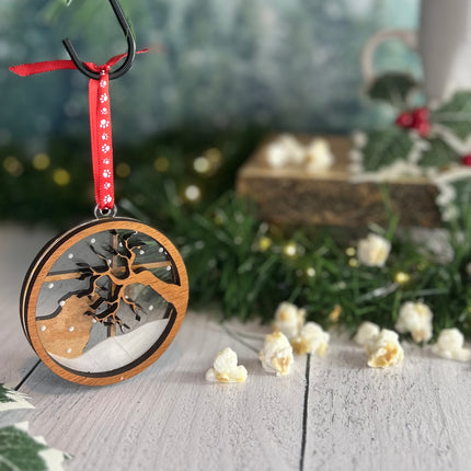 Personalized Golden Retriever Snowy Window Ornament – 3D Engraved Dog Christmas Ornament
