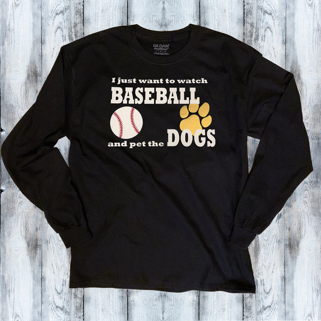 Watch Baseball and Pet the Dog Cat Long Sleeve T-Shirt