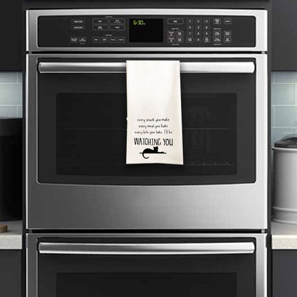 I'll be Watching You Cat Tea Towel / Cat Themed Flour Sack Cotton Towel