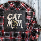 Cat Mom Embroidered Flannel Shirt - Mydeye