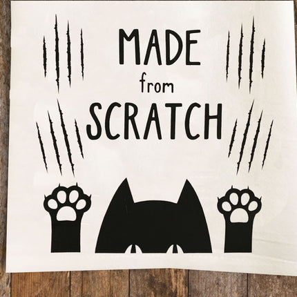 Made From Scratch Tea Towel / Cat Themed Flour Sack Cotton Towel