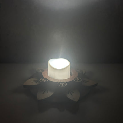 Tealight Holder - Leaf and Paw Print Motif
