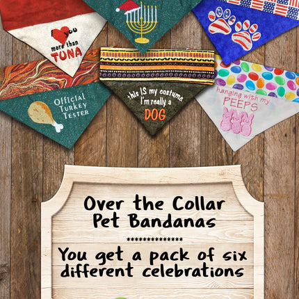 Holiday Bandana Gift 6 - Pack / Over the Collar Dog Bandanas Pack #2