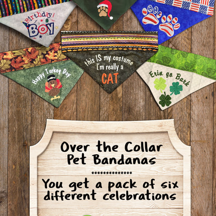 Holiday Bandana Gift 6 - Pack / Over the Collar Dog Bandanas Pack #1