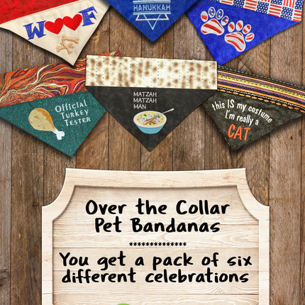 Holiday Bandana Gift 6 - Pack / Over the Collar Dog Bandanas Pack #3