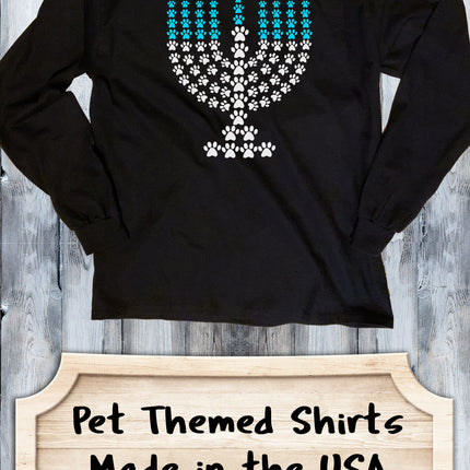 Paw Print Menorah Chanukah Shirt