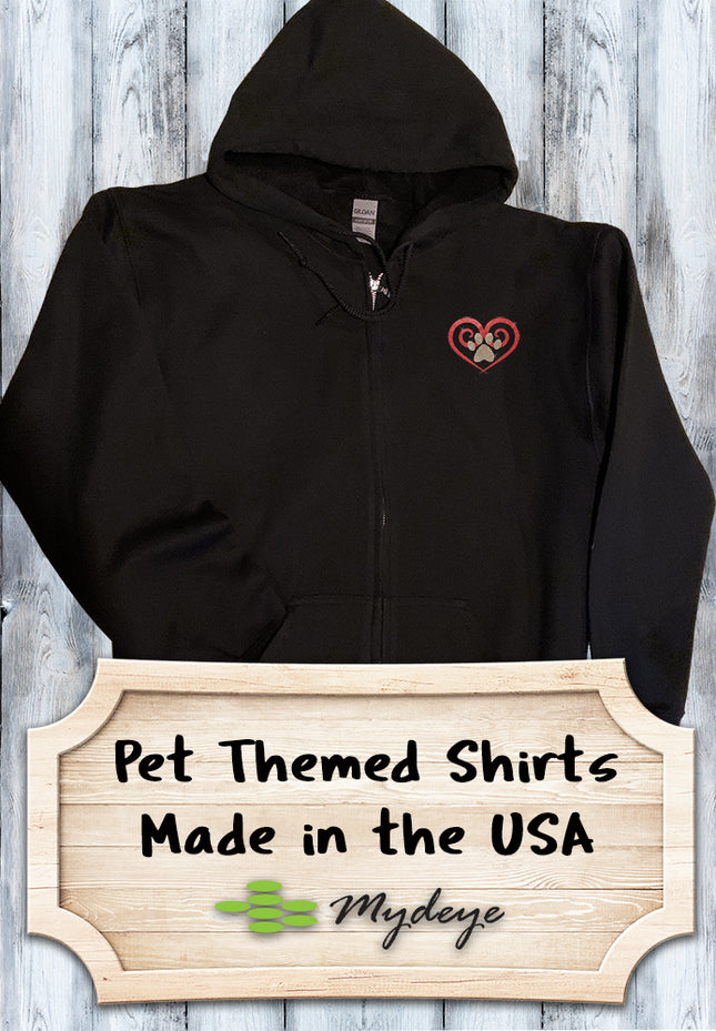 Glitter Spiral Heart Paw Print Zip-Up Hoodie front view