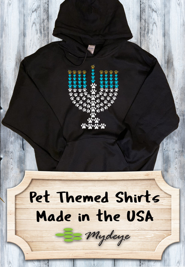 Paw Print Menorah Chanukah Hoodie