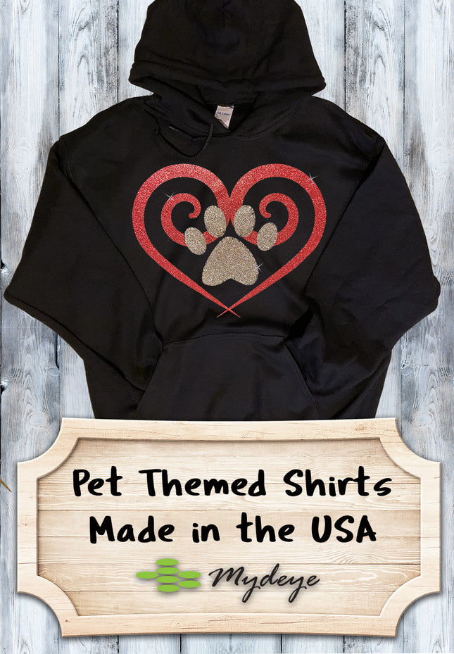 Glitter Spiral Heart Paw Print Hoodie