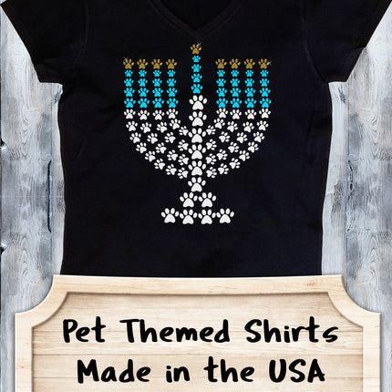 Paw Print Menorah Chanukah Shirt