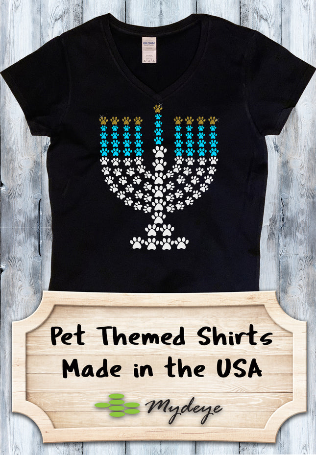 Paw Print Menorah Chanukah Shirt
