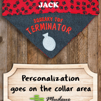 Squeaky Toy Terminator / Over the Collar Dog Bandana