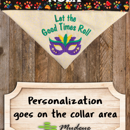 Mardi Gras Let the Good Times Roll / Over the Collar Dog Bandana